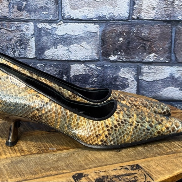 Nando Muzi Snake Leather Tan Black Pump 38 US 8 - Picture 7 of 11